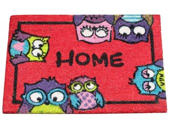 Kokosmat Home Owls Rood 40x60 cm.