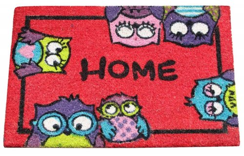Kokosmat Home Owls Rood 40x60 cm.