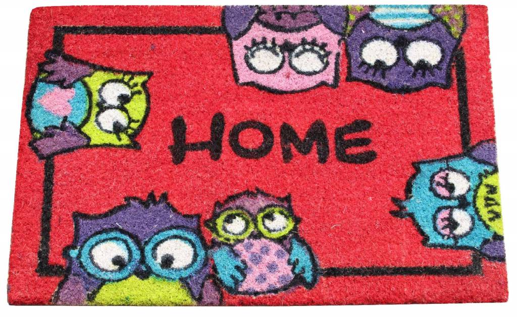 Kokosmat Home Owls Rood 40x60 cm.