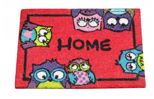 Kokosmat Home Owls Rood 40x60 cm.