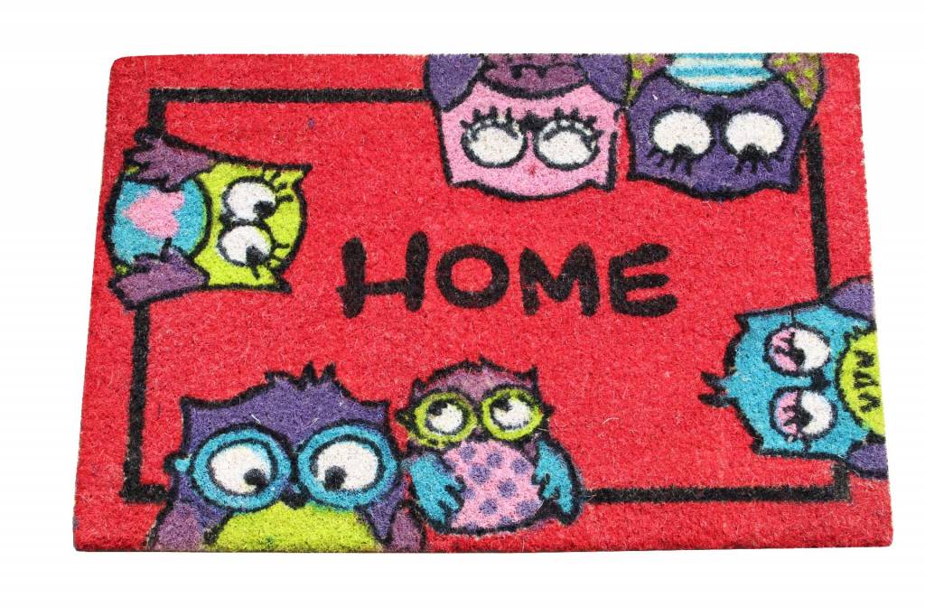 Kokosmat Home Owls Rood 40x60 cm.