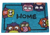 Kokosmat Home Owls Blauw 40x60 cm.