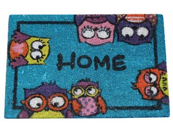 Kokosmat Home Owls Blauw 40x60 cm.