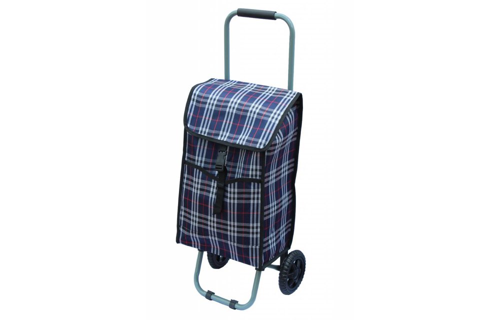 Boodschappentrolley 24 L. Blauw / Wit geruit (Mini formaat) Boodschappentrolley 24 L. Blauw / Wit geruit (Mini formaat)