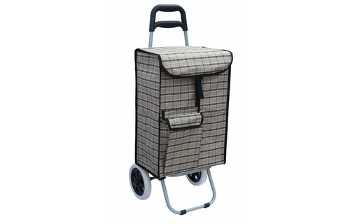 Boodschappentrolley 40 L. Beige / Zwart geruit