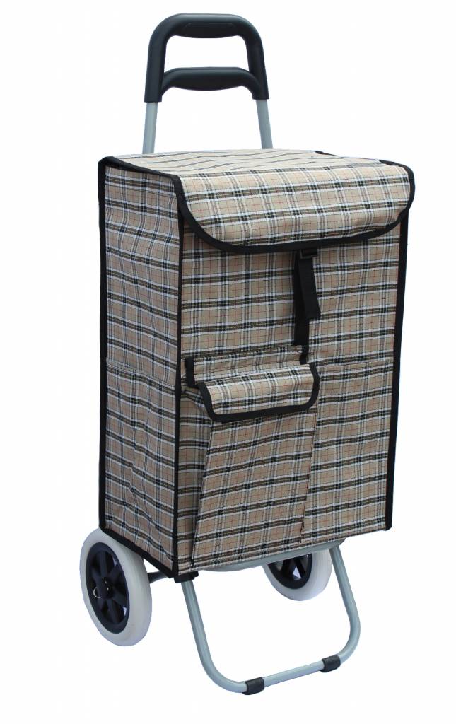 Boodschappentrolley 40 L. Beige / Zwart geruit