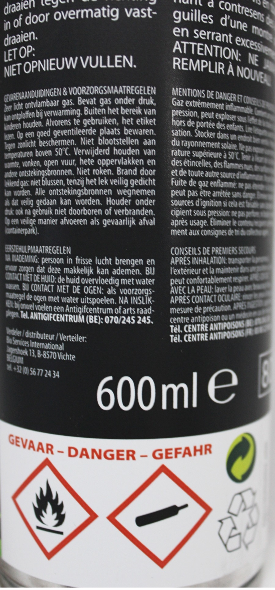 Gasfles voor Herbiflam - 600 ml Gasfles voor Herbiflam - 600 ml