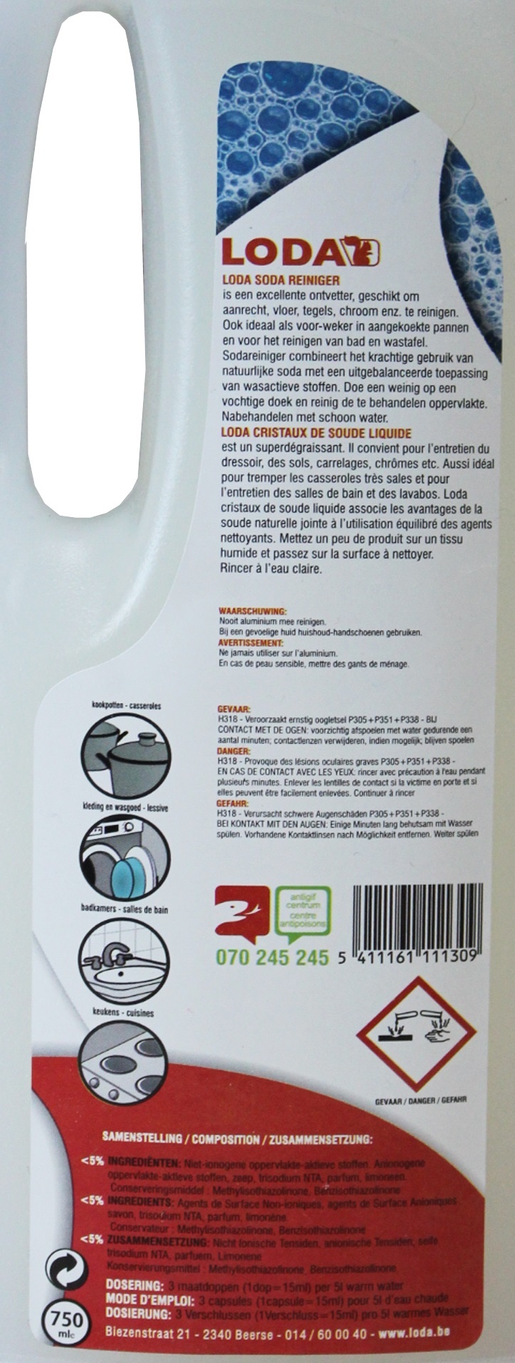 Vloeibare Sodareiniger Loda  750 ml.