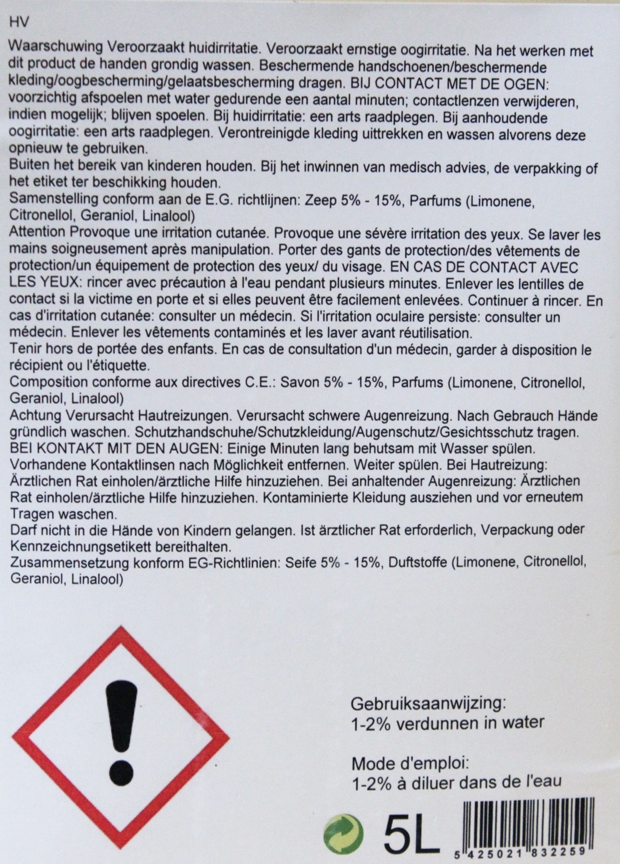 Bruine vloerzeep  5 Liter