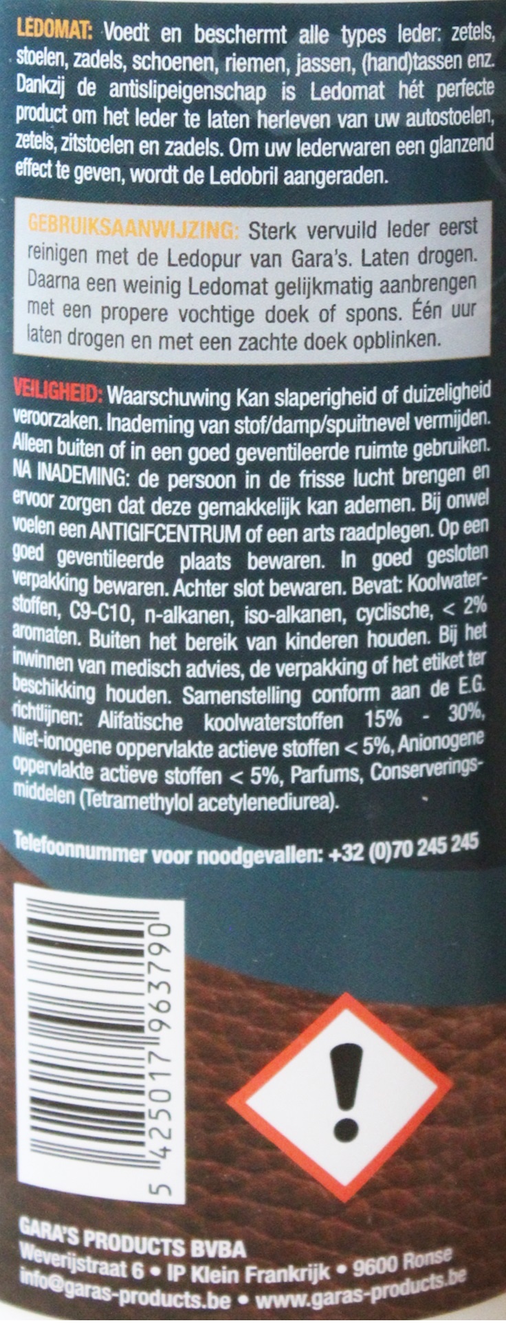 Gara's Ledomat "Matte Voeding Voor Leder" 500 ml. Gara's Ledomat "Matte Voeding Voor Leder" 500 ml.