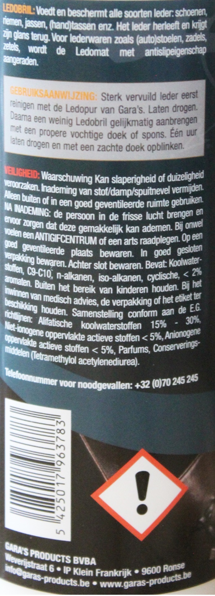 Gara's  Ledobril "Glanzende Voeding Voor Leder"  500 ml.