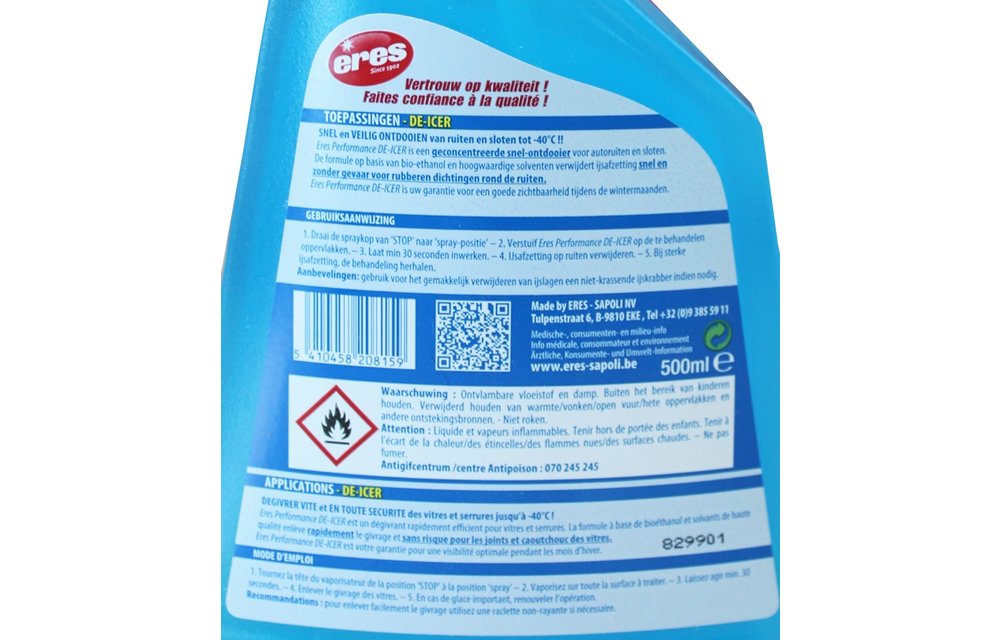 De-Icer "geconcentreerde ruitenontdooier"  500 ml.