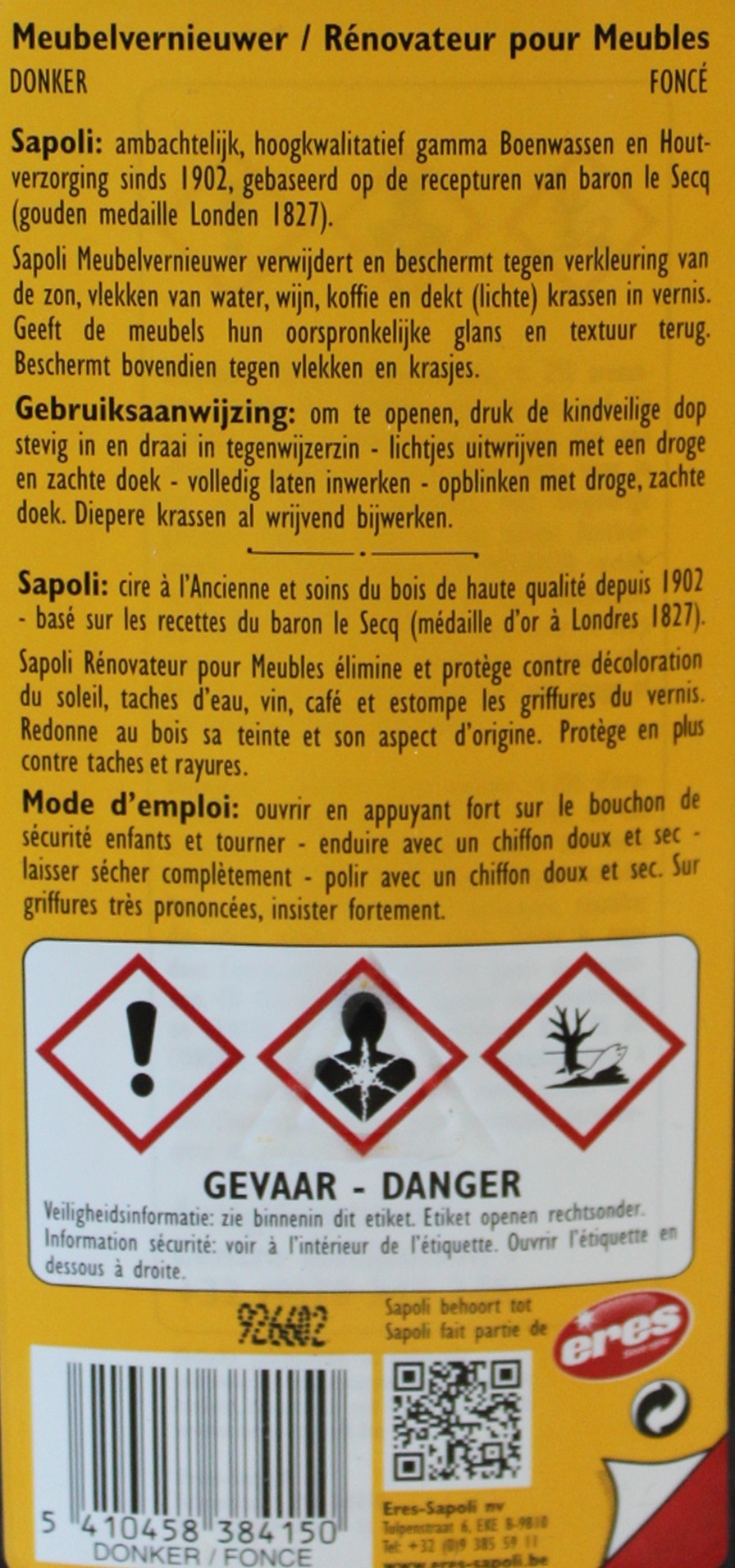 SAPOLI "Meubelvernieuwer" donker 250ml SAPOLI "Meubelvernieuwer" donker 250ml