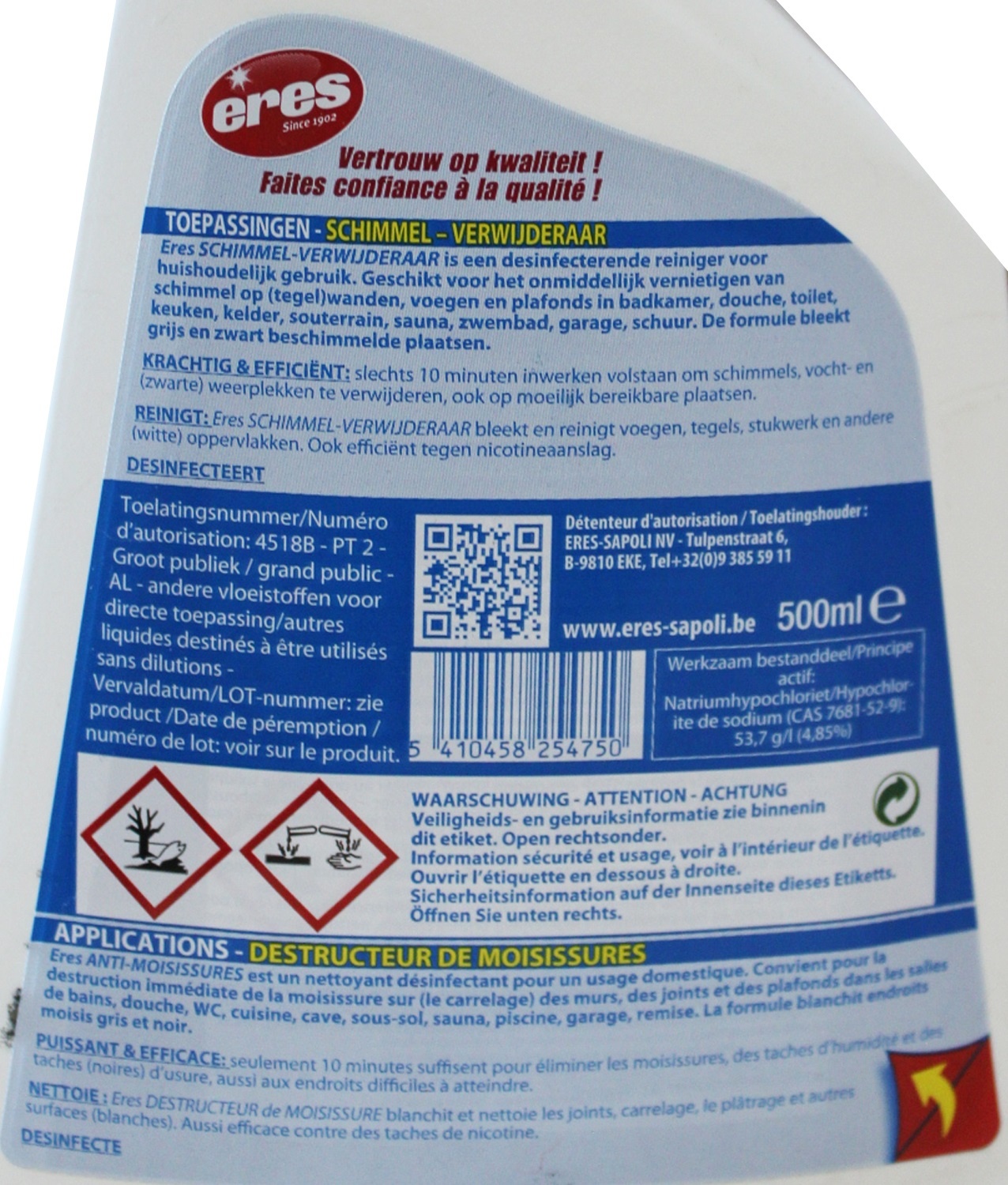 Schimmelverwijderaar - Spray  500 ml.