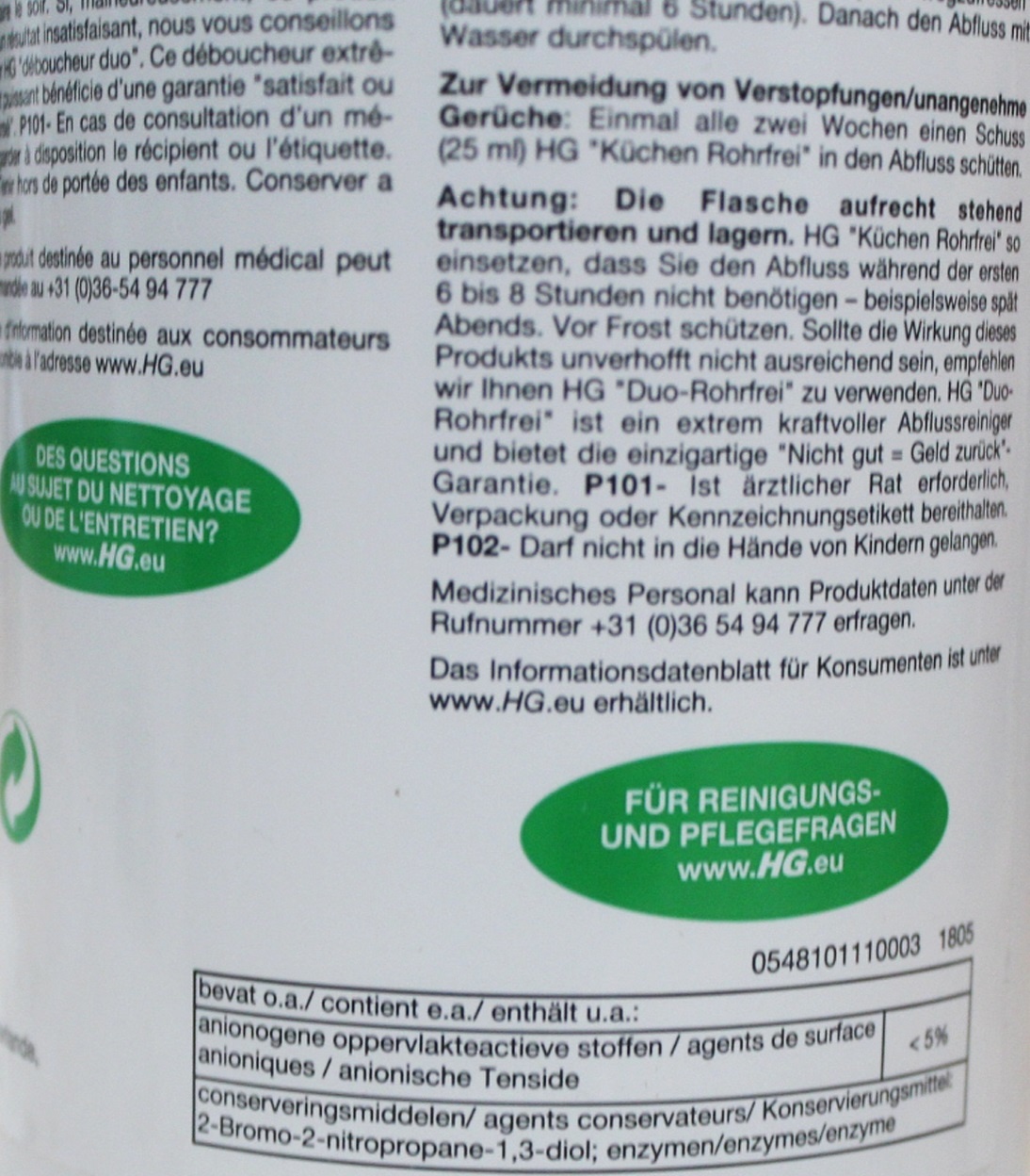 HG  Afvoer  Keukenontstopper 1 Liter