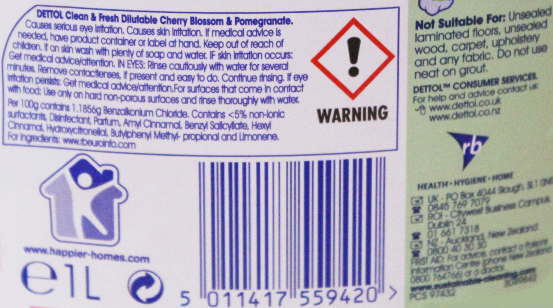 Dettol  Allesreiniger -  Clean & Fresh -  Lemon &  Lime  1 liter