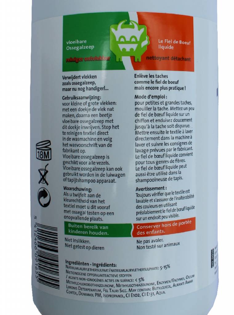 Vloeibare Ossegal Ontvlekker 1 liter. Vloeibare Ossegal Ontvlekker 1 liter.