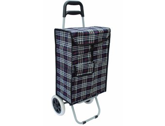 Boodschappentrolley 40 L. Blauw / Rood geruit