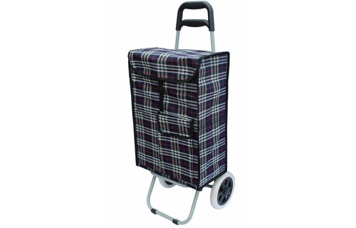 Boodschappentrolley 40 L. Blauw / Rood geruit
