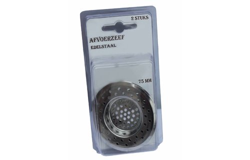 Afvoerzeef Roestvrij staal Ø 75 mm. 2 stuks