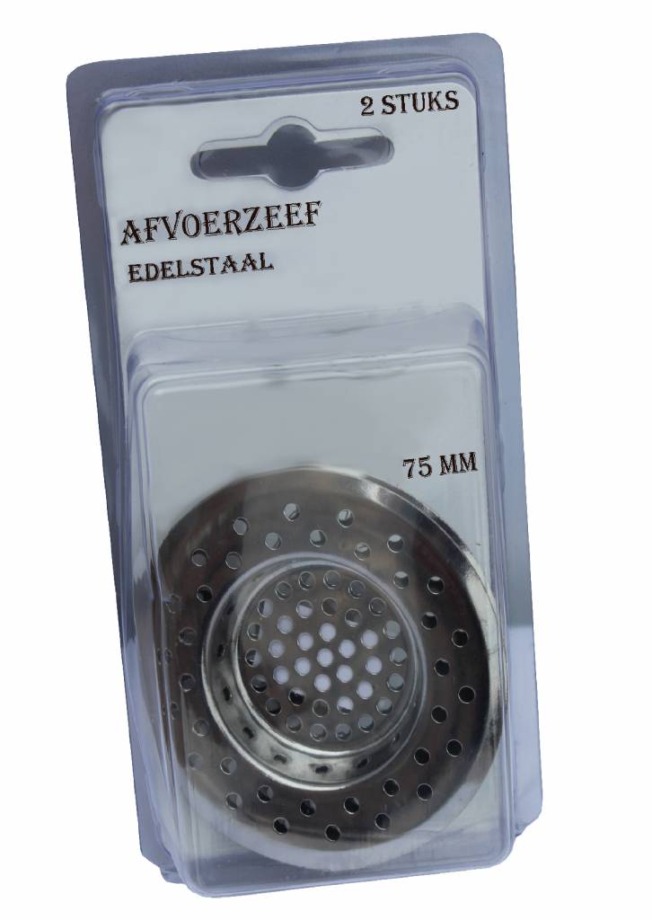 Afvoerzeef Roestvrij staal Ø 75 mm. 2 stuks