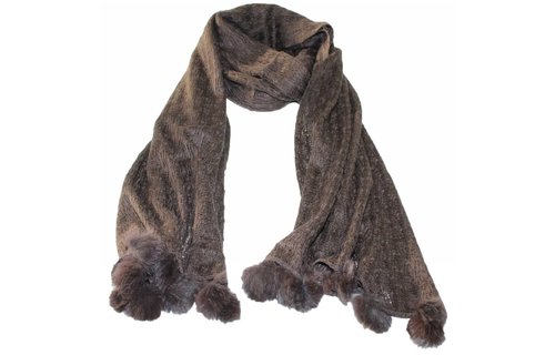 Sjaal breed Pompon's