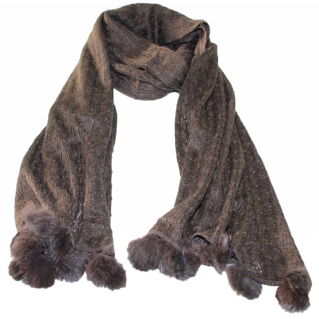 Sjaal breed Pompon's