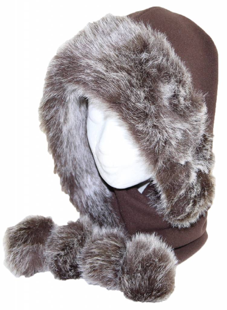 Sjaalmuts pels met pompons Sjaalmuts pels met pompons