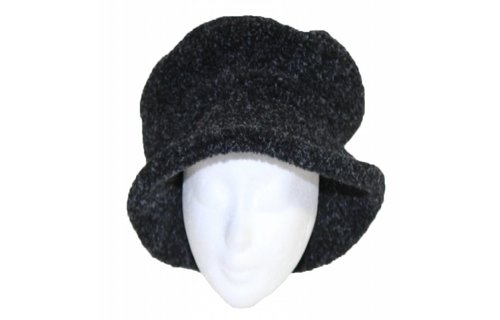 Dames Hoedje Teddy / Fleece Zwart - Grijs gespikkeld