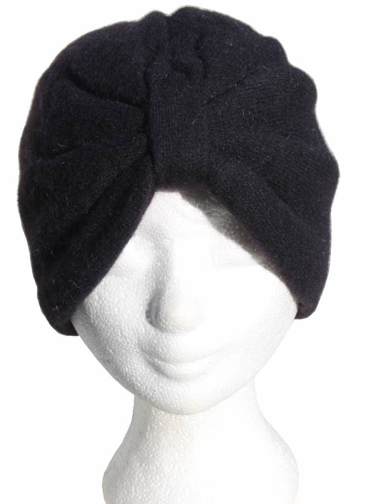 Dames Tulband Angora zwart