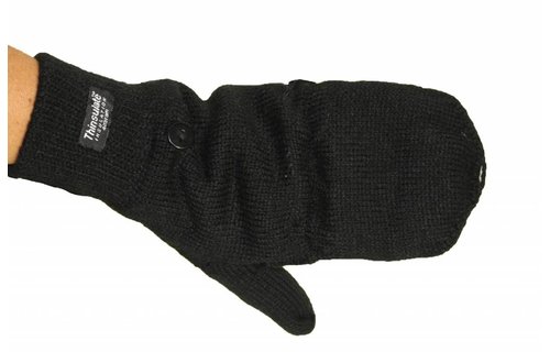 Thinsulate Handschoen zonder vingers met flap  Zwart
