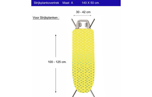 Strijkplankhoes 2 laags met elastiek  A  - Yelow  Fish