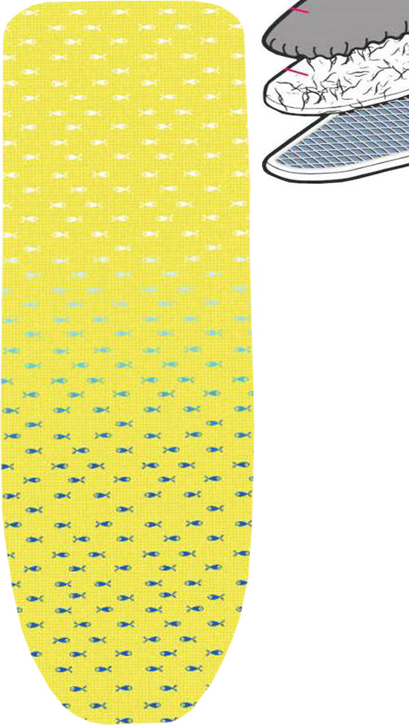 Strijkplankhoes 2 laags met elastiek  A  - Yelow  Fish
