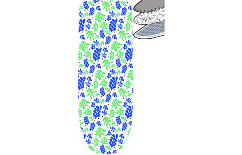 Strijkplankhoes 2 laags met elastiek  A  -  Blue green leaf