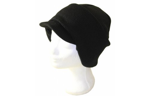 Bivakmuts met klep Zwart