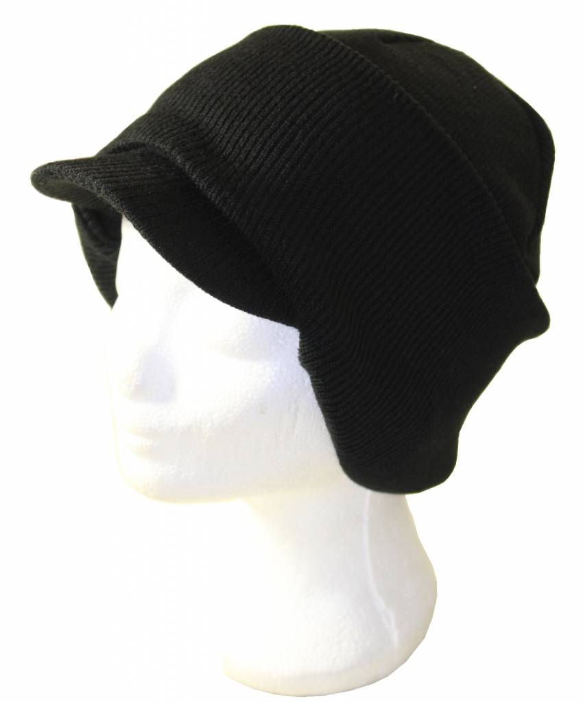 Bivakmuts met klep Zwart