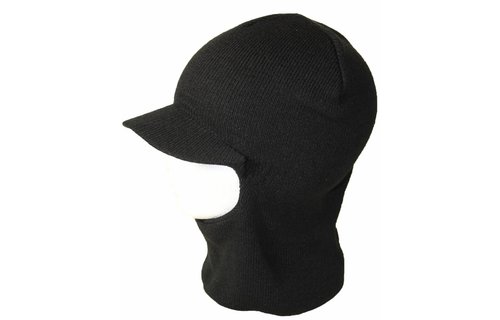 Bivakmuts met klep Zwart