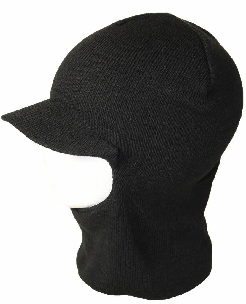 Bivakmuts met klep Zwart