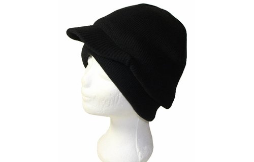 Bivakmuts met klep Zwart