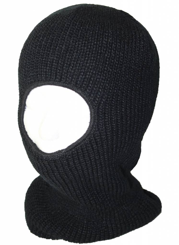 Bivakmuts gebreid één gaats Zwart