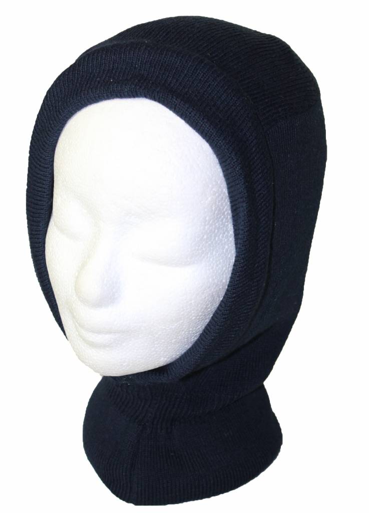 Bivakmuts dubbel gebreid navy blauw