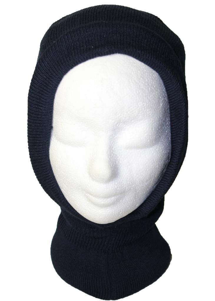 Bivakmuts dubbel gebreid navy blauw