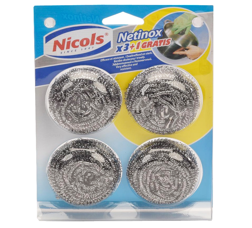 Netinox schuurspons set van 4 stuks