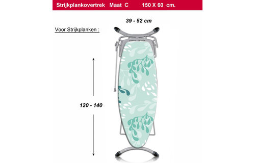 Strijkplankhoes 3 lagen 148 x 58 cm  maat C  "Green Sea Plants"