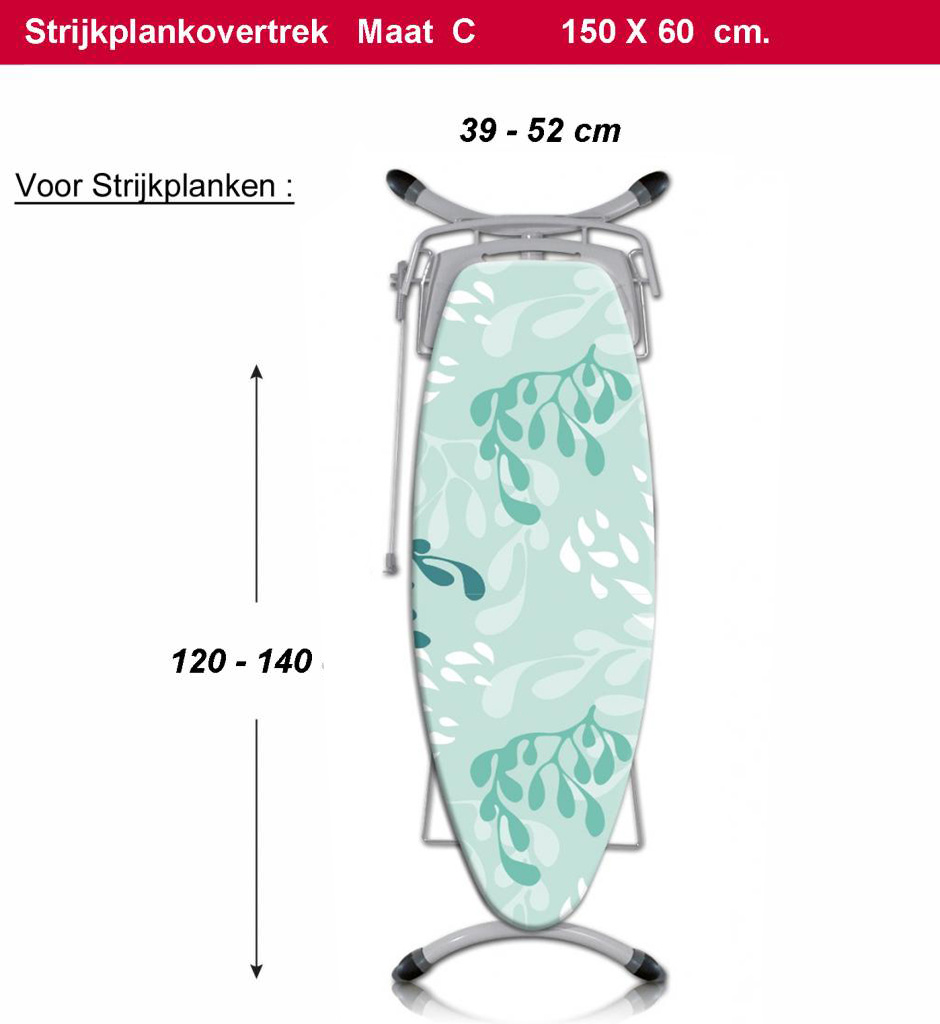 Strijkplankhoes 3 lagen 148 x 58 cm  maat C  "Green Sea Plants"