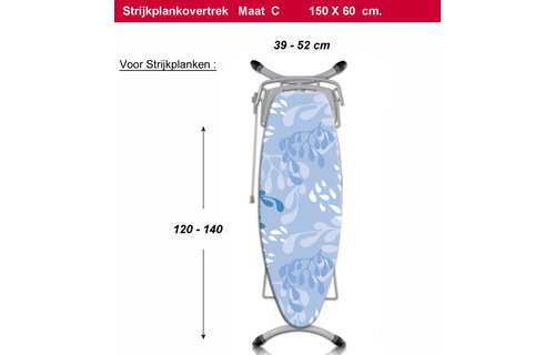 Strijkplankhoes 3 lagen 148 x 58 cm  maat C  "Blue Sea Plants"