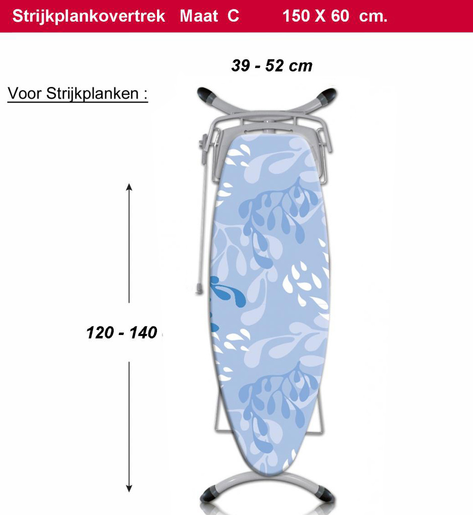 Strijkplankhoes 3 lagen 148 x 58 cm  maat C  "Blue Sea Plants"