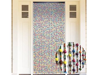 Kralengordijn houten parels Bubble Gum 90x200 cm