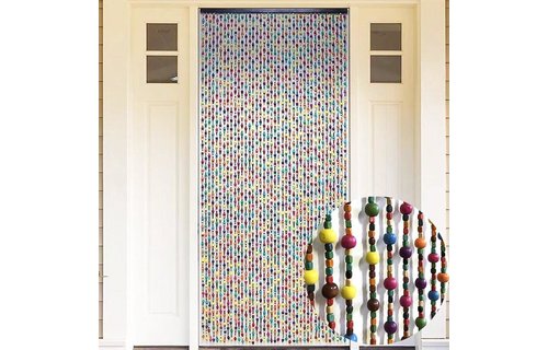 Kralengordijn  houten parels Bubble Gum  90x200 cm