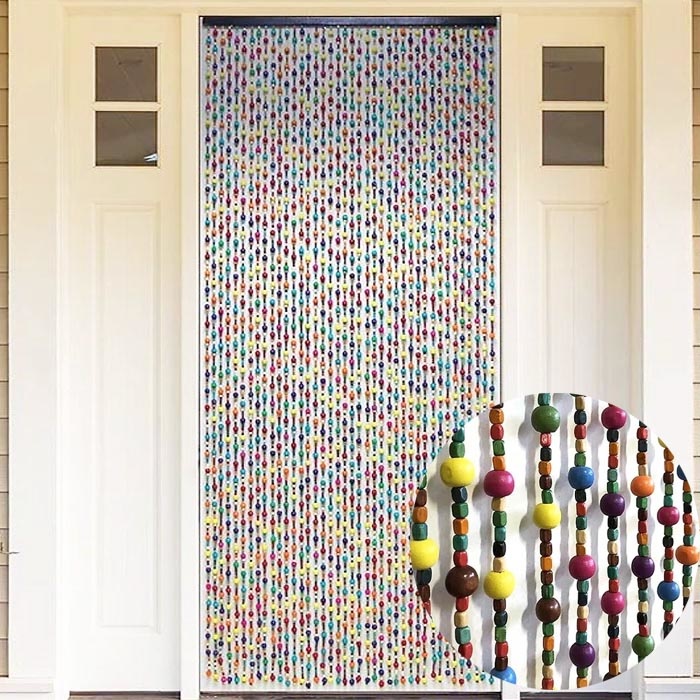 Kralengordijn  houten parels Bubble Gum  90x200 cm